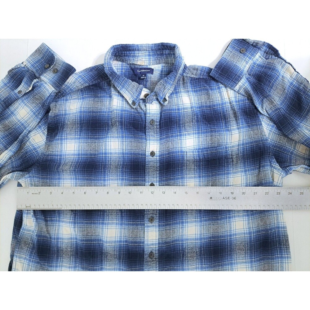 Croft Barrow Men's XL Flannel Plaid Button Up Shirt White Blue Tartan 90s Grunge - Picture 6 of 8